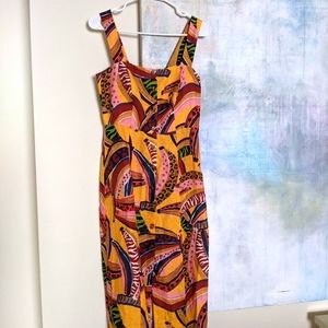 SOLD - Farm Rio Linen Tropical Splash Dress - size Small